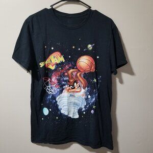 Space Jam Black T Shirt Tazmanian Devil Basketball Men's Medium